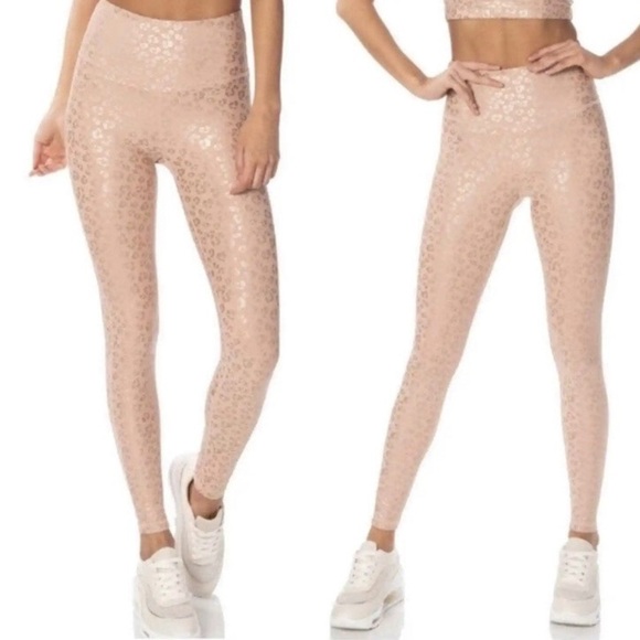 Zyia Gold Leopard Light n Tight Hi-Rise 7/8 Leggings - Picture 1 of 5